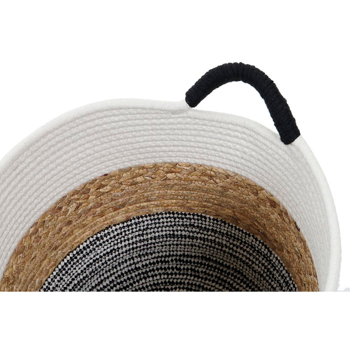 Set de Coșuri DKD Home Decor Bej Negru Fibră naturală 40 x 40 x 40 cm