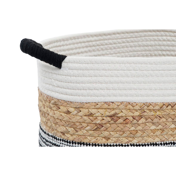 Set de Coșuri DKD Home Decor Bej Bumbac Fibră naturală (42 x 32 x 24 cm) (3 Piese)