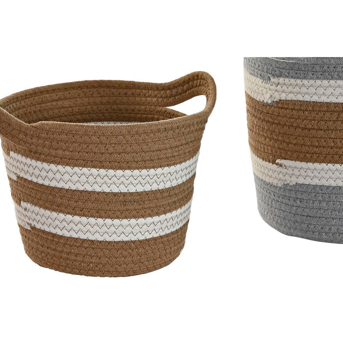 Set de Coșuri DKD Home Decor 33 x 33 x 26 cm Fibră naturală Boho (2 Unități)