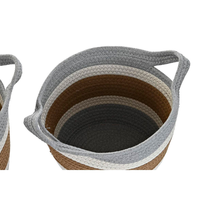 Set de Coșuri DKD Home Decor 33 x 33 x 26 cm Fibră naturală Boho (2 Unități)