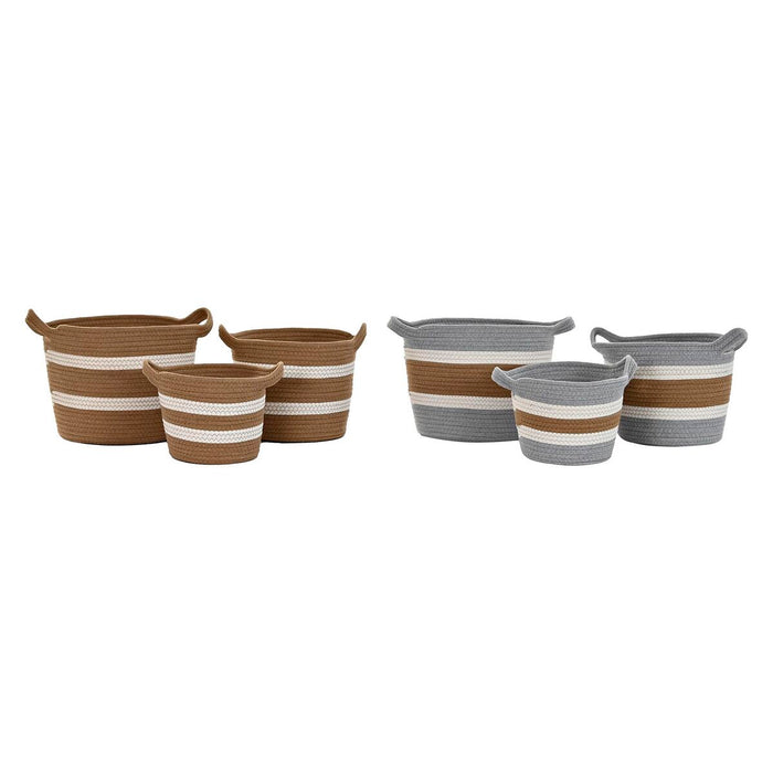 Set de Coșuri DKD Home Decor 33 x 33 x 26 cm Fibră naturală Boho (2 Unități)