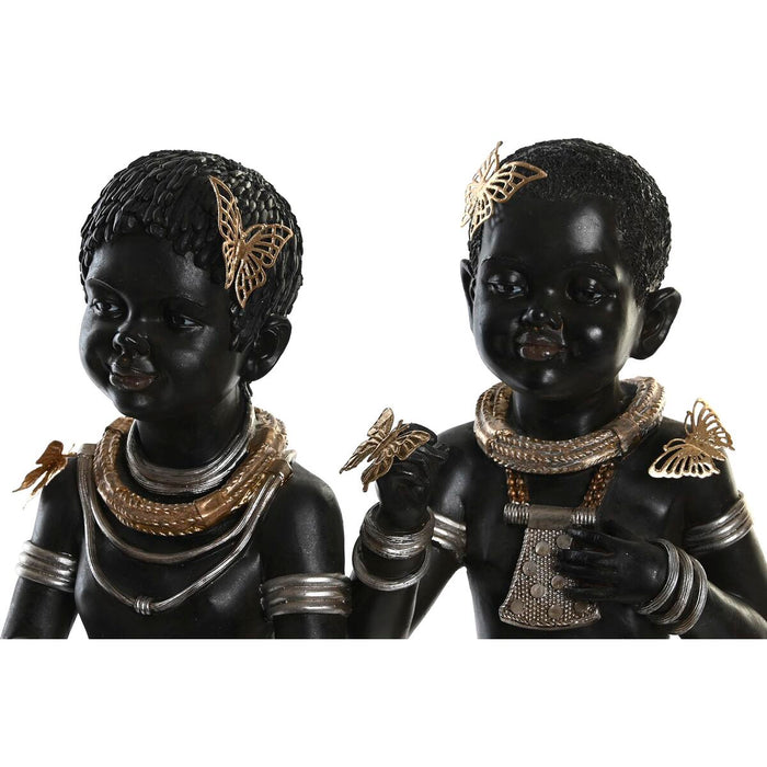 Figură Decorativă DKD Home Decor 20,5 x 18 x 35 cm Negru Colonial Africană (2 Unități)
