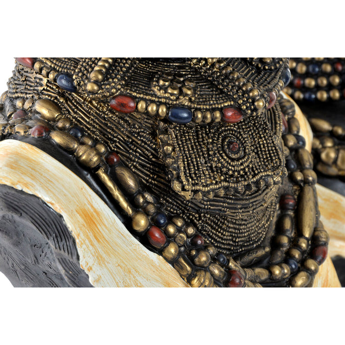 Figură Decorativă DKD Home Decor Africană 26 x 20 x 42 cm Negru Bej Colonial (2 Unități)