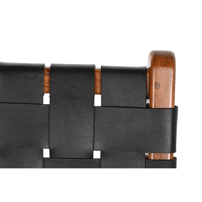 Taburet DKD Home Decor Tec Negru Piele (41 x 53 x 90 cm)