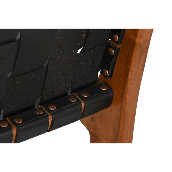 Taburet DKD Home Decor Tec Negru Piele (41 x 53 x 90 cm)
