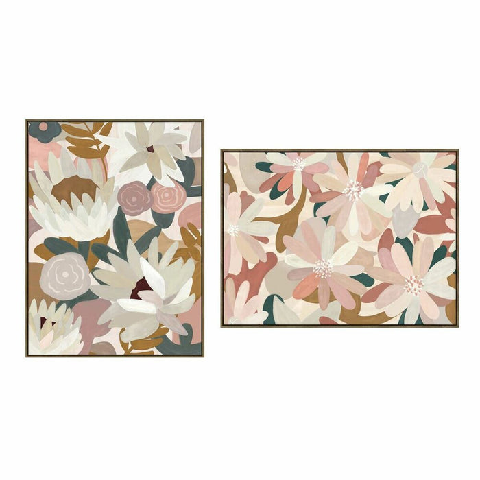 Tablou DKD Home Decor Květiny 90 x 4 x 120 cm Urban (2 Unități)