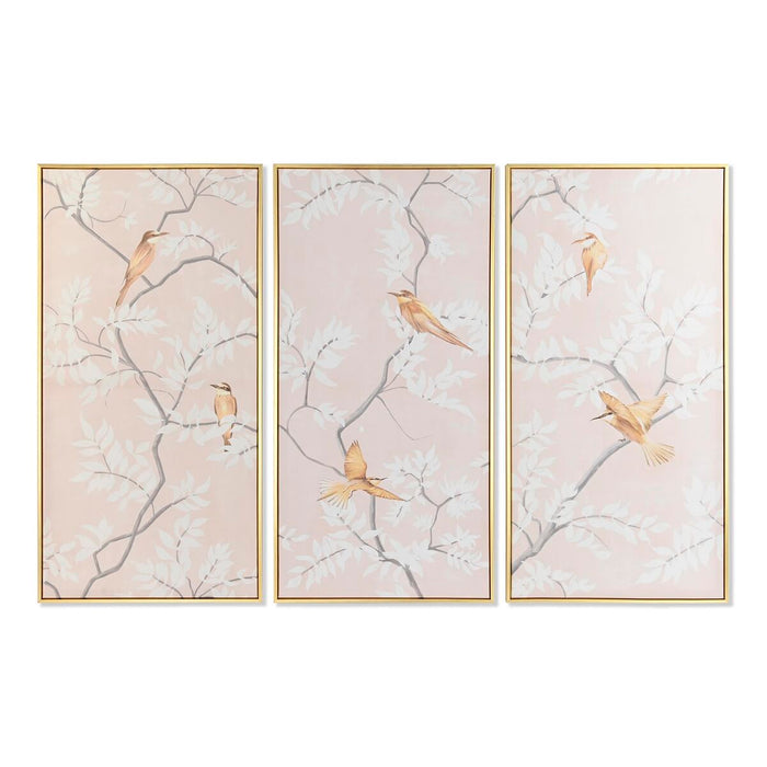 Tablou DKD Home Decor 60 x 4 x 120 cm Oriental Păsări (3 Piese)