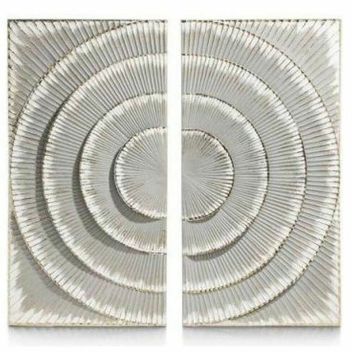 Decorațiune de Perete DKD Home Decor 2 Piese Argintiu Gri Modern Cercuri Lemn MDF (90 x 2 x 90 cm)