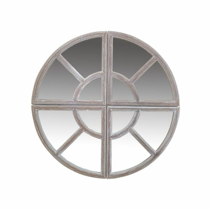 Oglindă de perete DKD Home Decor Natural Lemn Geam Lemn MDF Cottage Fereastră murat 120 x 2,5 x 120 cm