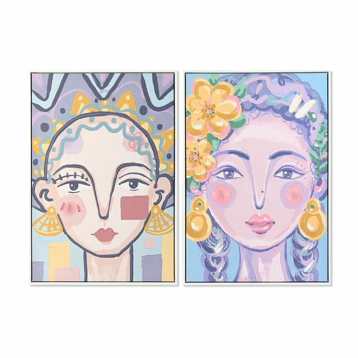 Tablou DKD Home Decor 63 x 4 x 93 cm Femeie Urban (2 Unități)