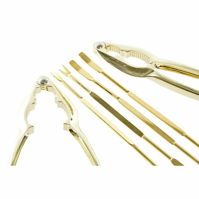 Set fructe de mare DKD Home Decor Auriu* Oțel inoxidabil 8 Piese 3 x 3 x 15 cm