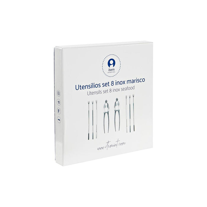 Set fructe de mare DKD Home Decor Auriu* Oțel inoxidabil 8 Piese 3 x 3 x 15 cm