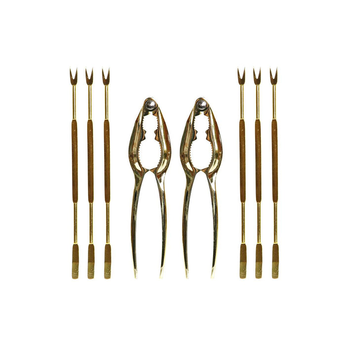Set fructe de mare DKD Home Decor Auriu* Oțel inoxidabil 8 Piese 3 x 3 x 15 cm