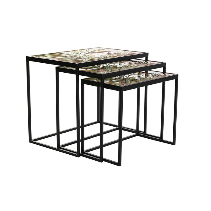 Set de 3 mese DKD Home Decor Negru Verde Auriu* 60 x 40 x 50 cm