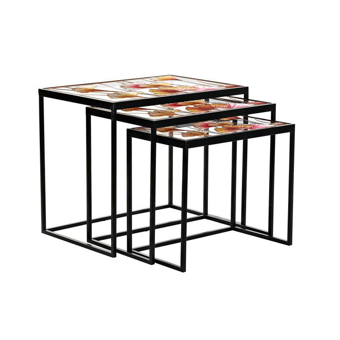Set de 3 mese DKD Home Decor Galben Negru Roz Auriu* 60 x 40 x 50 cm