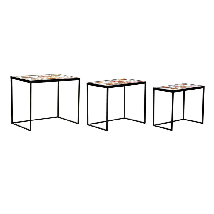 Set de 3 mese DKD Home Decor Galben Negru Roz Auriu* 60 x 40 x 50 cm