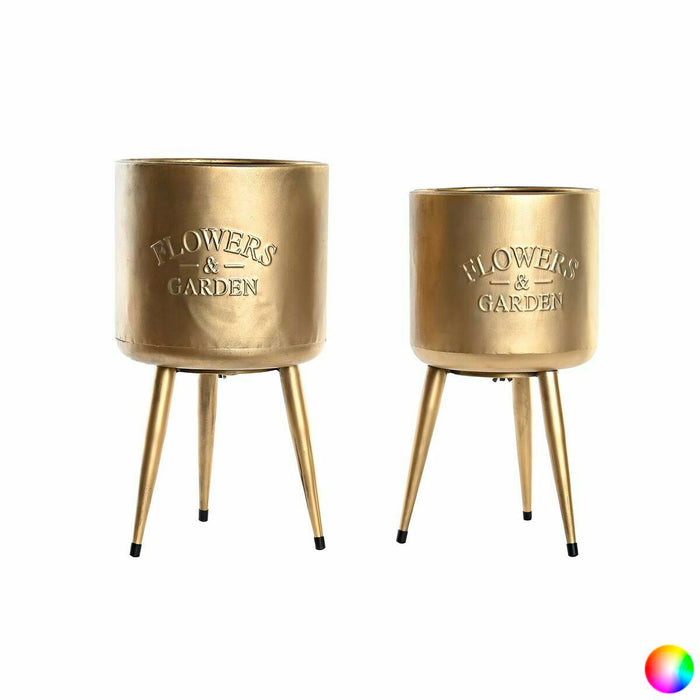 Set de jardiniere DKD Home Decor 25,5 x 25,5 x 44 cm Metal (2 Unități)