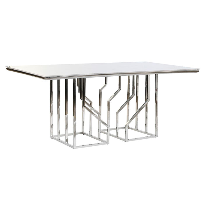 Masă de Sufragerie DKD Home Decor Argintiu Geam Oțel (180 x 90 x 75 cm)