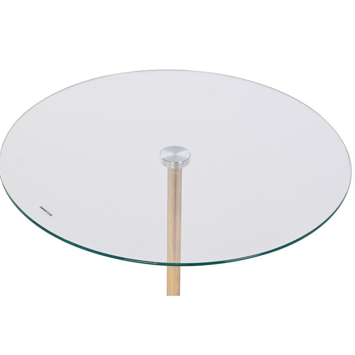 Masa laterală DKD Home Decor Negru Transparent Auriu* Geam Oțel 45 x 45 x 50 cm