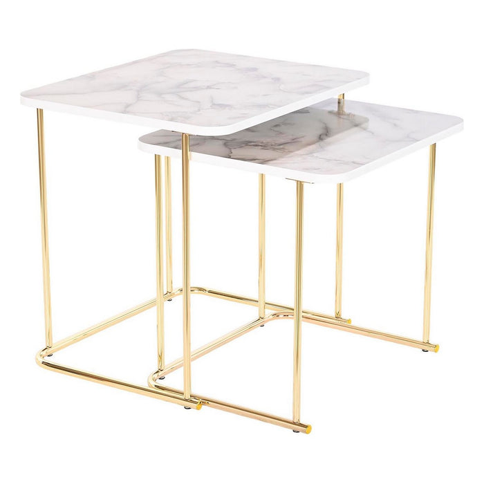 Set de 2 mese DKD Home Decor Alb Auriu* 51 x 43 x 49 cm