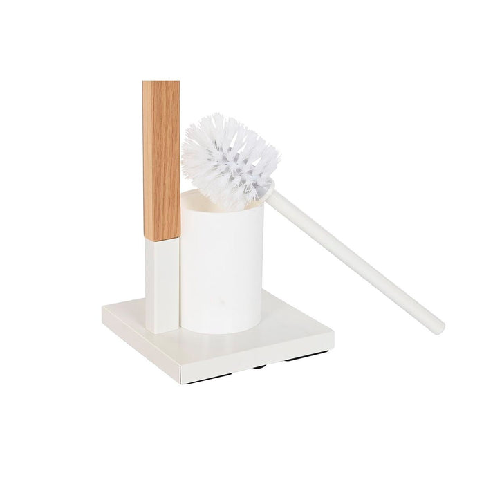 Suport pentru hârtie igienică cu suport pentru perie WC DKD Home Decor Natural Lemn Oțel 18,5 x 18,5 x 75 cm