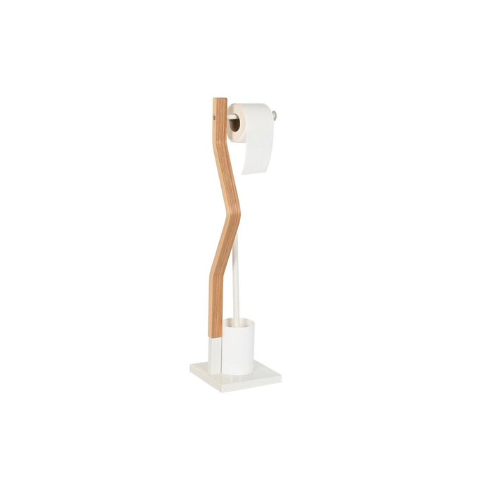Suport pentru hârtie igienică cu suport pentru perie WC DKD Home Decor Natural Lemn Oțel 18,5 x 18,5 x 75 cm