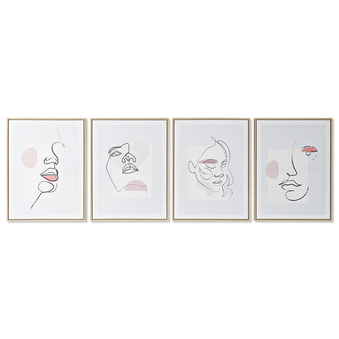 Tablou DKD Home Decor Față Scandinav 45 x 2,5 x 60 cm (4 Unități)
