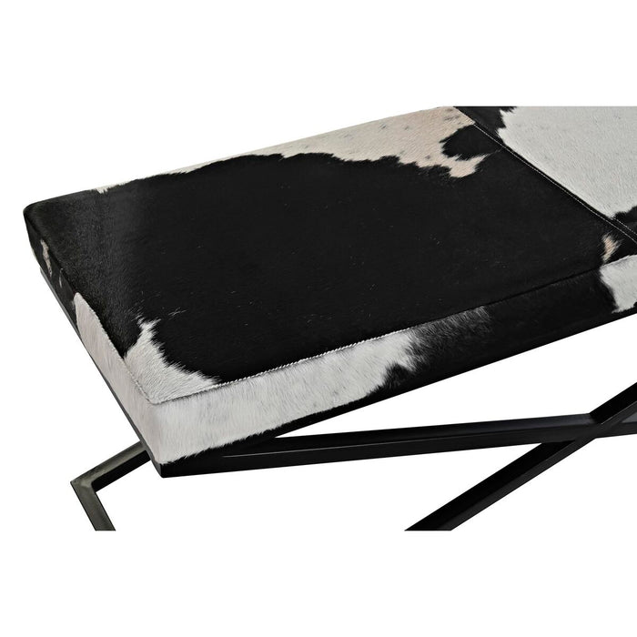 Foot-of-bed Bench DKD Home Decor Negru Bej Metal Maro Piele Alb Colonial (120 x 40 x 50 cm)