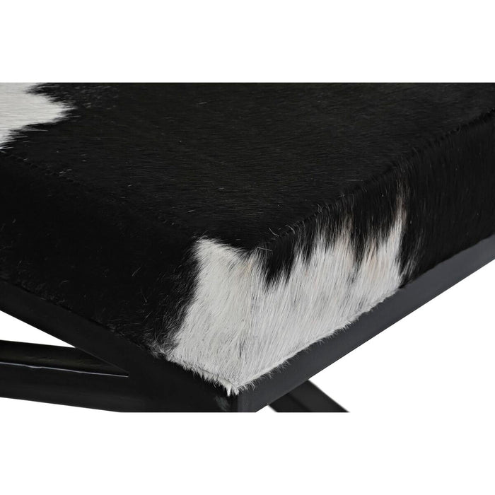 Foot-of-bed Bench DKD Home Decor Negru Bej Metal Maro Piele Alb Colonial (120 x 40 x 50 cm)