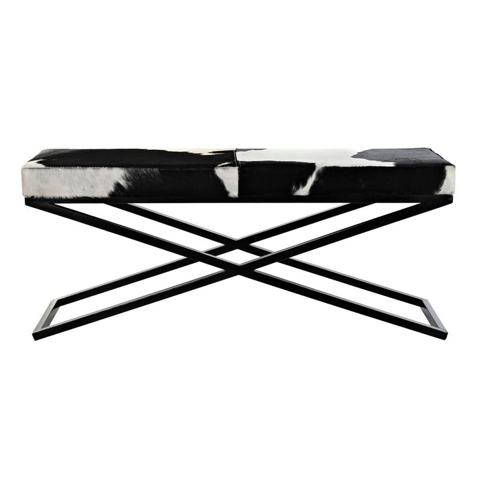 Foot-of-bed Bench DKD Home Decor Negru Bej Metal Maro Piele Alb Colonial (120 x 40 x 50 cm)
