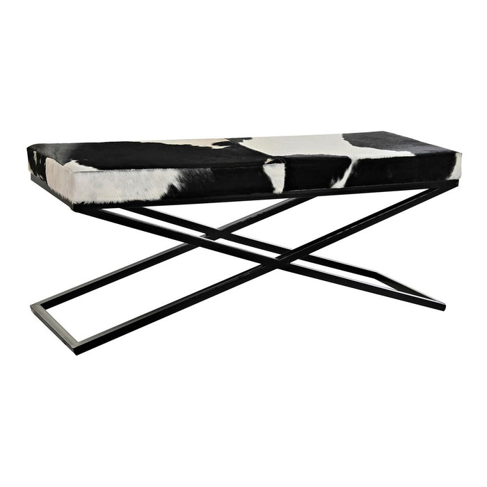 Foot-of-bed Bench DKD Home Decor Negru Bej Metal Maro Piele Alb Colonial (120 x 40 x 50 cm)