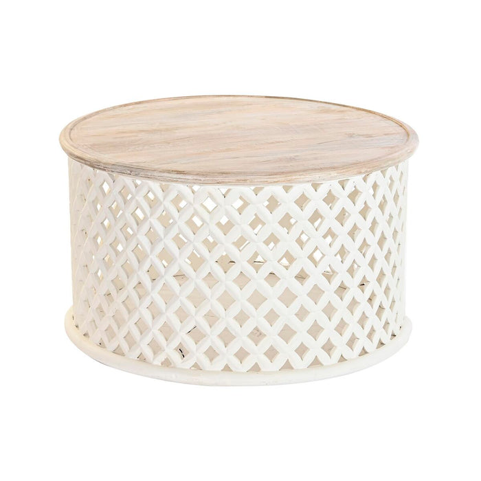 Masa de Cafea DKD Home Decor Alb Natural Aluminiu Lemn de mango 81 x 81 x 45 cm