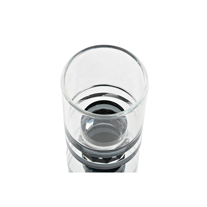 Suport de Lumânări DKD Home Decor Albastru Negru Geam 6 x 6 x 16 cm