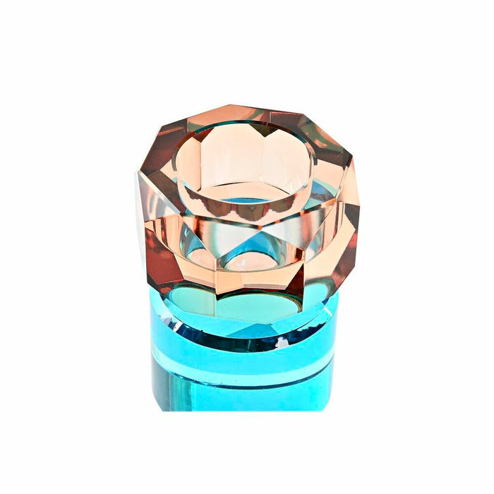 Suport de Lumânări DKD Home Decor Verde Chihlimbar Bicolor Geam 7 x 7 x 9 cm