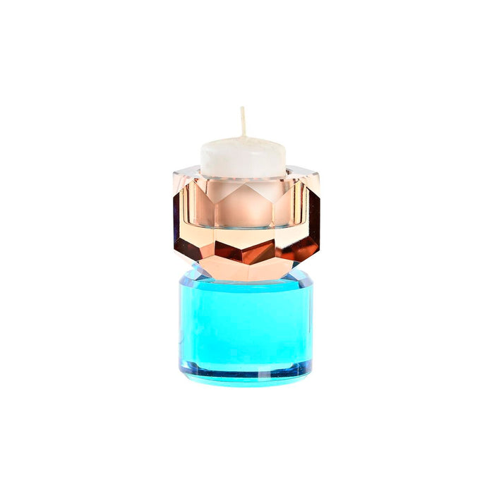 Suport de Lumânări DKD Home Decor Verde Chihlimbar Bicolor Geam 7 x 7 x 9 cm