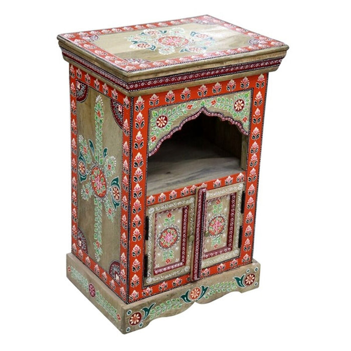 Noptieră DKD Home Decor Roșu Multicolor Lemn de mango Lemn MDF 48 x 36 x 74 cm