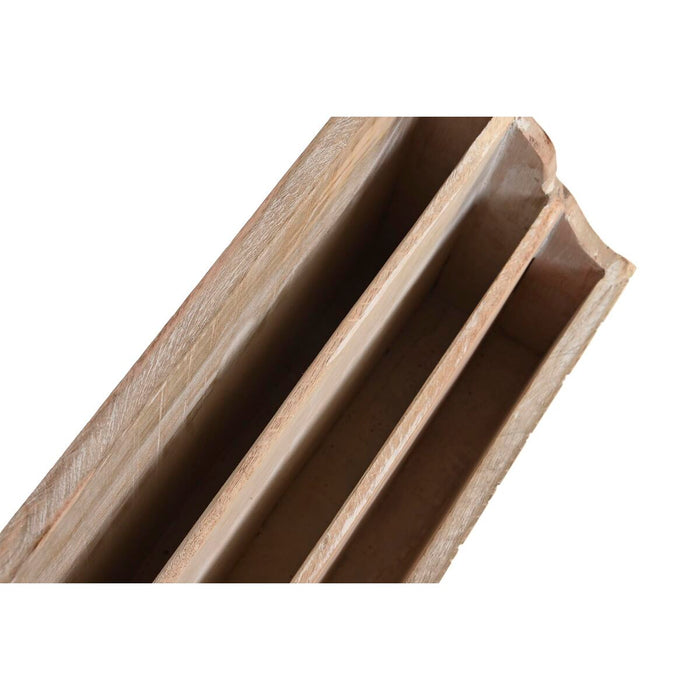 Organizator multifuncțional DKD Home Decor Frunze Natural 32 x 13 x 21 cm 33 x 12 x 21 cm Alb Lemn de mango