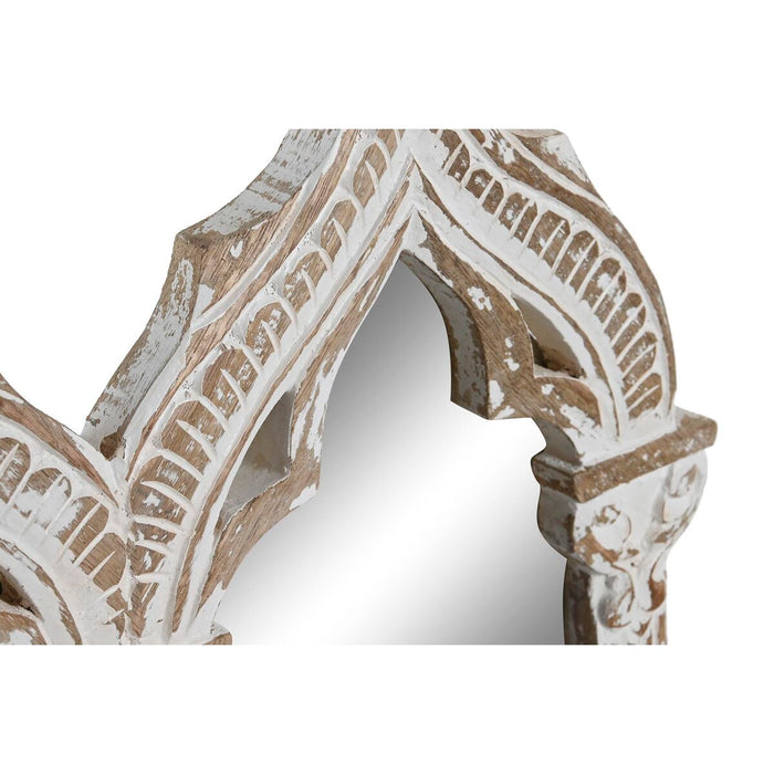 Oglindă de perete DKD Home Decor Alb Natural Lemn de mango Indian 76 x 3,8 x 55,8 cm