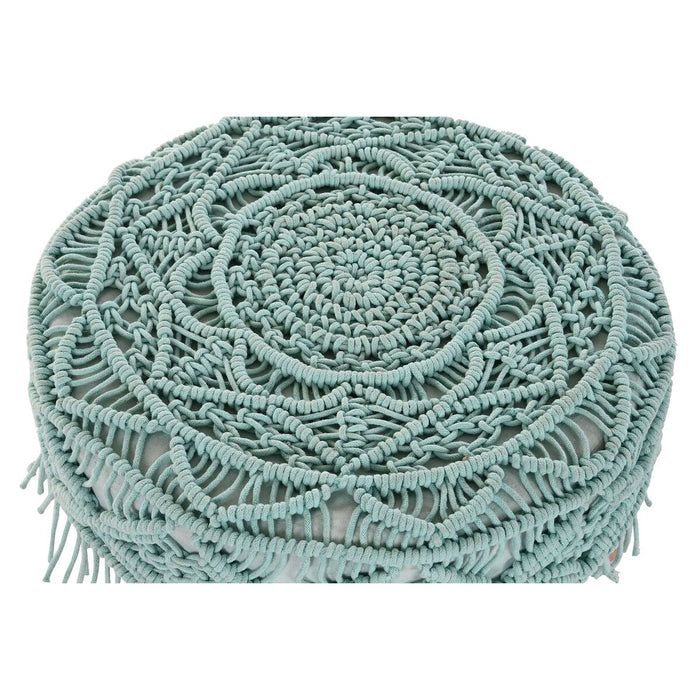 Suport pentru Picioare DKD Home Decor 53 x 53 x 31 cm Natural Lemn Maro Verde 50 x 50 x 30 cm Macrame Boho