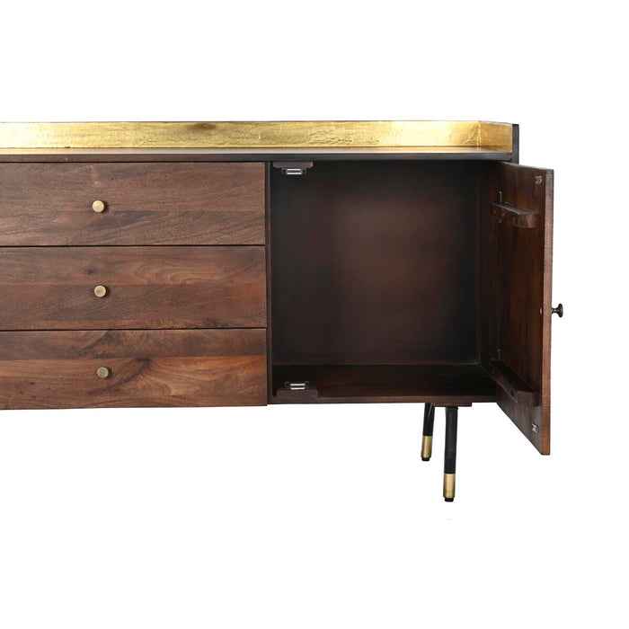 Servantă DKD Home Decor Negru Auriu* Metal Maro închis Lemn de mango (170 x 45 x 78 cm)