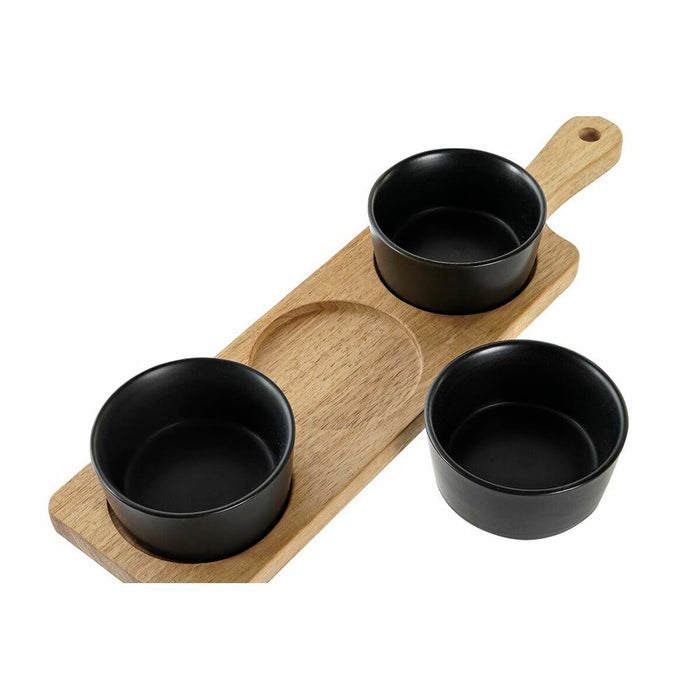 Tavă pentru gustari DKD Home Decor Negru Natural Salcâm Gresie 38 x 10 x 5,2 cm