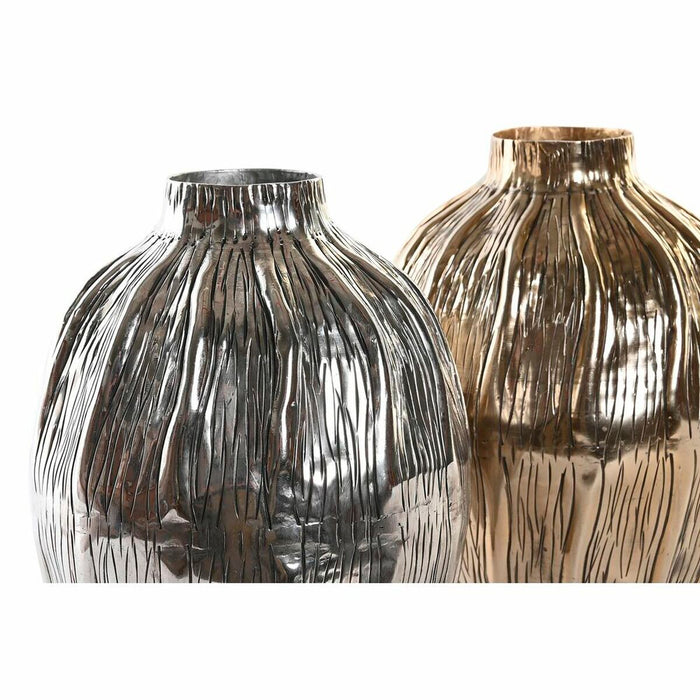 Vază DKD Home Decor Argintiu Auriu* Aluminiu Modern 20 x 20 x 26 cm (2 Unități)
