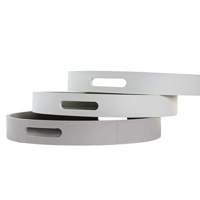 Tavă DKD Home Decor Bej Maro Teracotă Alb Verde 35 x 35 x 5 cm Lemn MDF 40 x 30 x 5 cm (3 Piese)