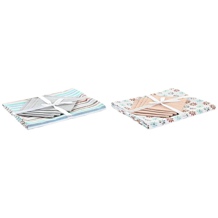 Față de masă și șervete DKD Home Decor 2 Unități 150 x 150 x 0,5 cm Gri Albastru celest