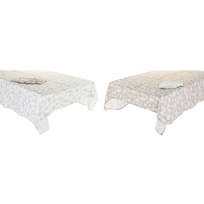 Față de masă și șervete DKD Home Decor 9 Piese 2 Unități 150 x 250 x 0,5 cm Bej Roz Alb Verde Maro Deschis