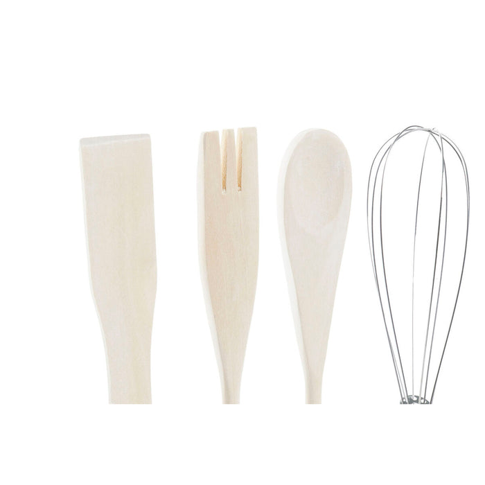 Set ustensile de bucătărie DKD Home Decor Roz Květiny Dolomite Lemn MDF 12 x 12 x 25 cm (2 Unități) (5 Unități)