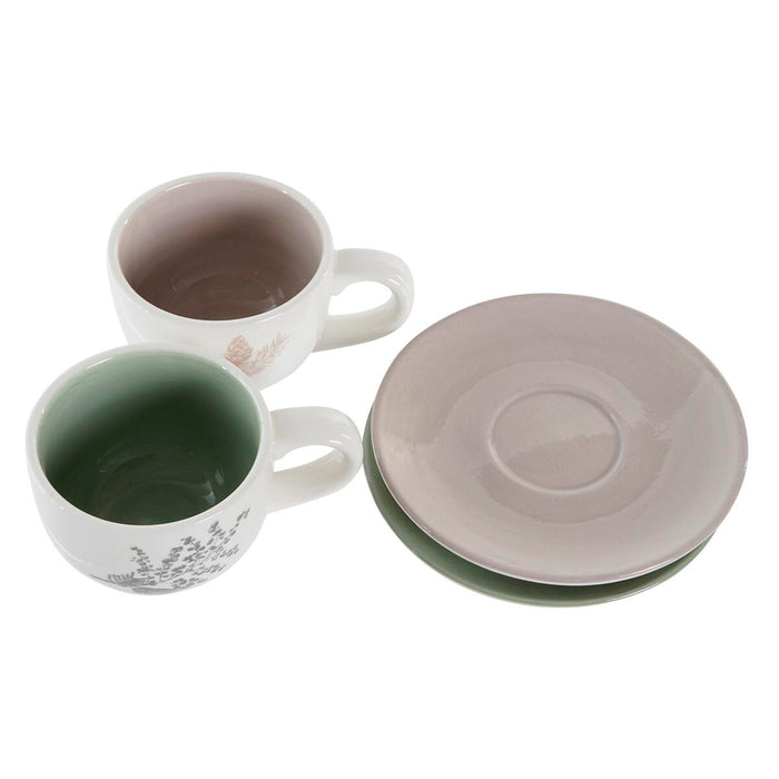 Set de Căni de Cafea DKD Home Decor Bej Metal Alb Dolomite (180 ml) (6 Piese)