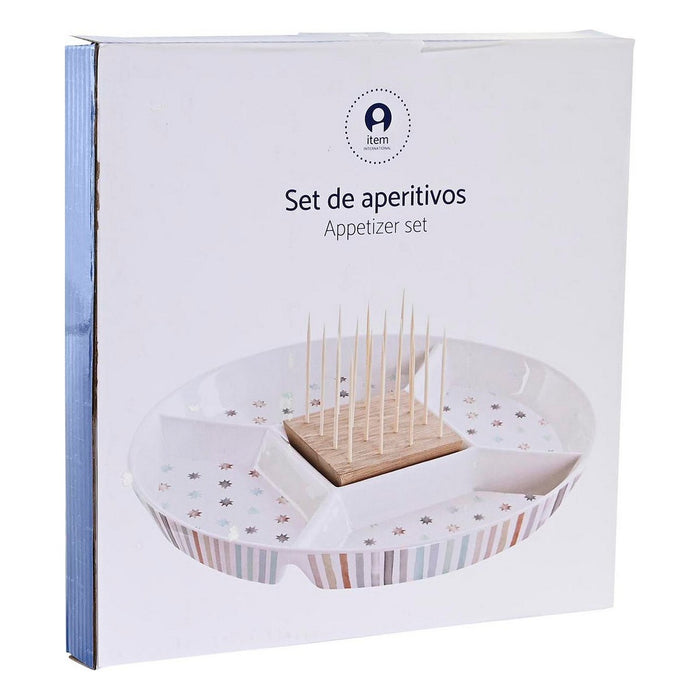 Tavă pentru gustari DKD Home Decor 23,5 x 23,5 x 3 cm Multicolor Gresie