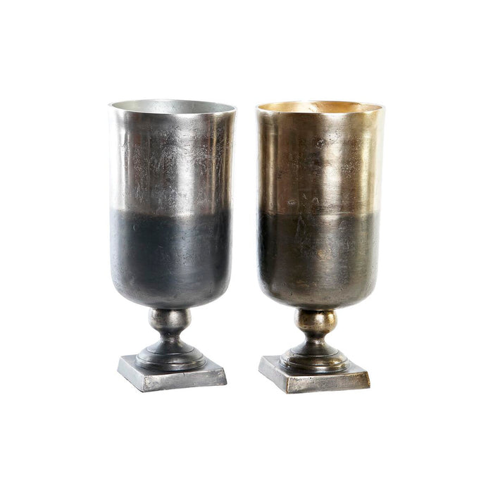 Vază DKD Home Decor Bicolor Aluminiu Modern 15 x 15 x 33 cm (2 Unități)