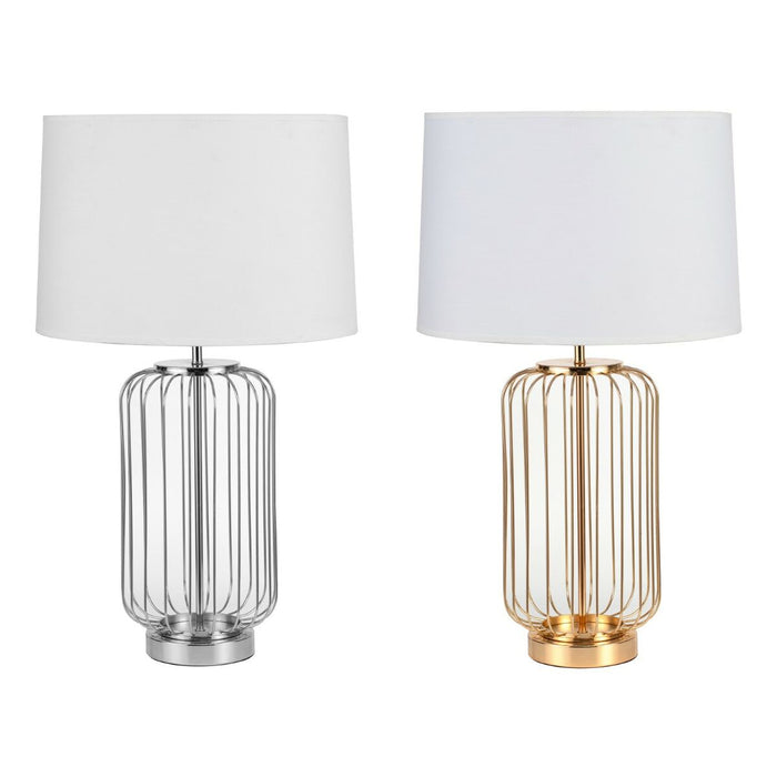 Lampă de masă DKD Home Decor Alb Auriu* Argintiu Metal 50 W 220 V (2 Unități)